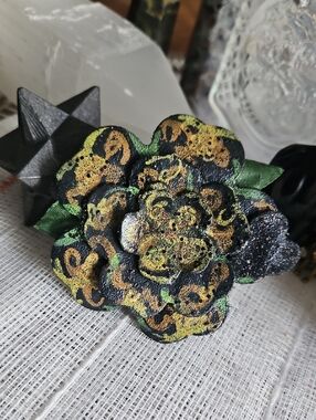 Handcrafted Genuine Leather Hand Tooled & Painted Pet Collar Floral Accent NEW